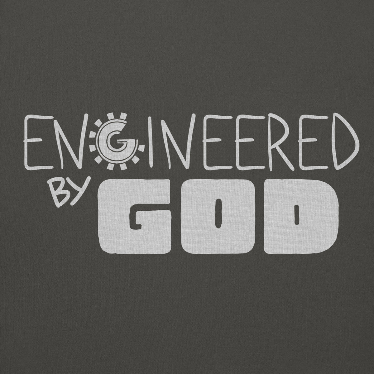Engineered by God Hoodie in Vintage Black, front view