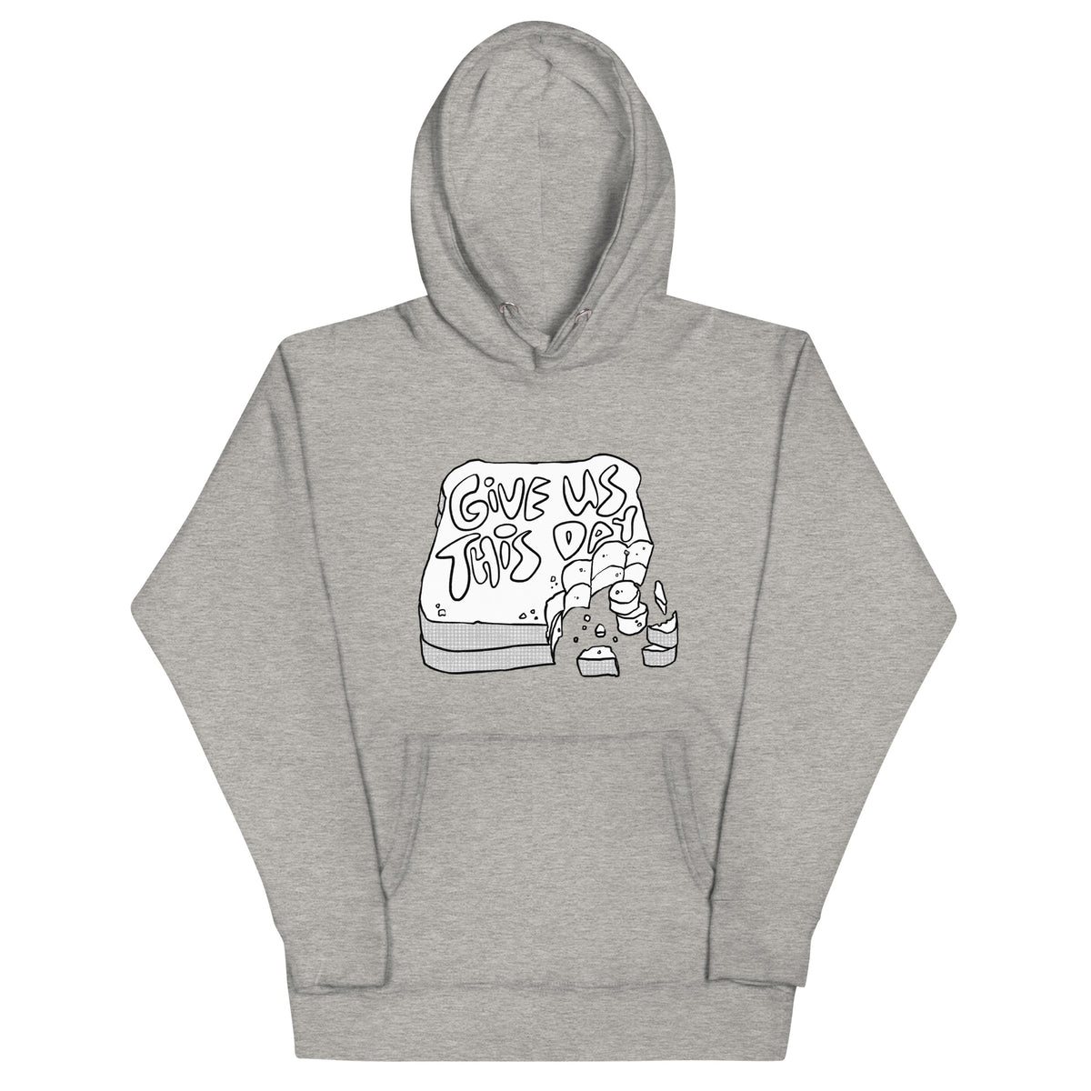 Give Us This Day Hoodie in Carbon Grey, front view – Matthew 6:11
