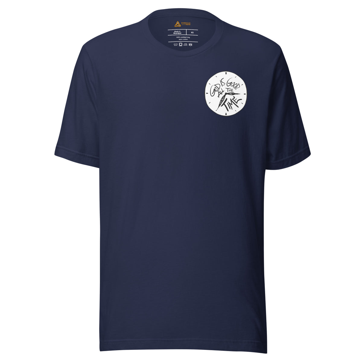 God Is Good All the Time T-Shirt in Navy, front view