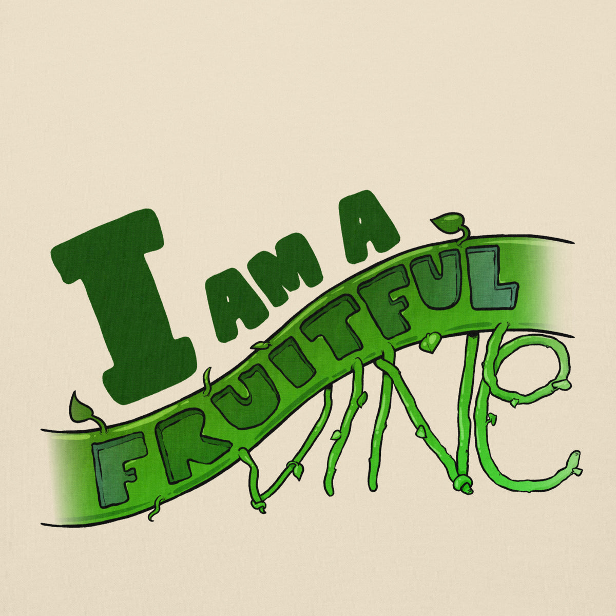 I Am a Fruitful Vine Hoodie in Bone, front view – John 15:5