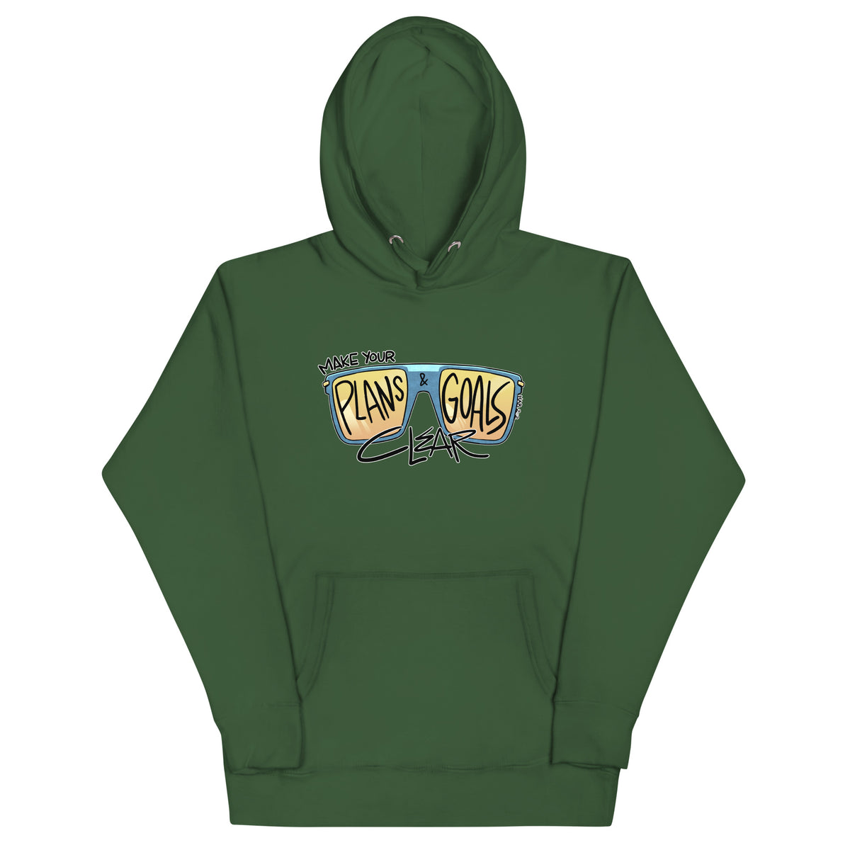 Make Your Plans and Goals Clear Hoodie in Forest Green, front view