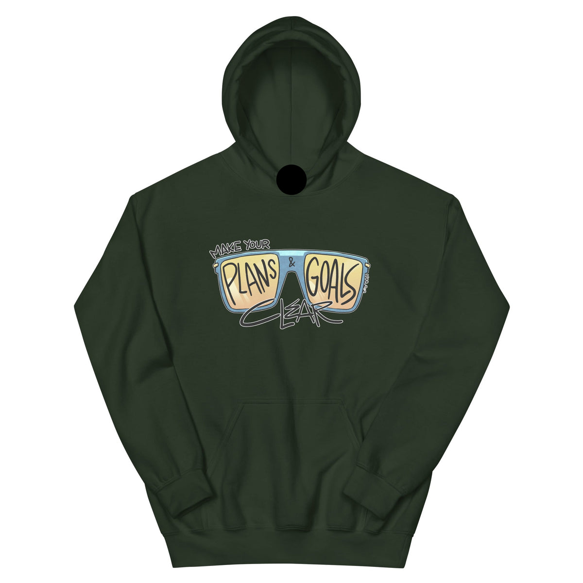 Make Your Plans and Goals Clear Hoodie in Forest Green, front view