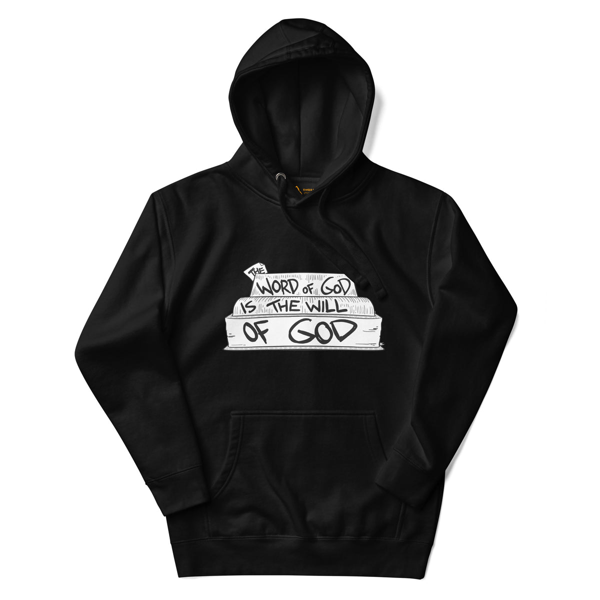 Word and Will of God Hoodie in Black, front view
