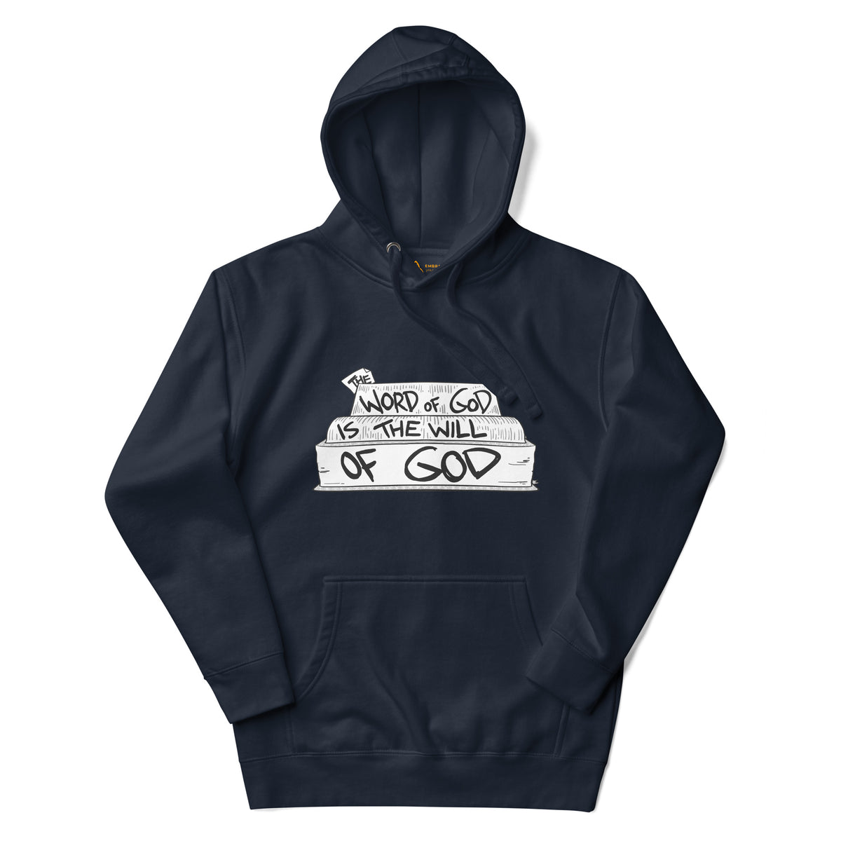 Word and Will of God Hoodie in Navy Blazer, front view